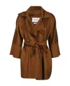 Max Mara Strapped Waist Coat In Brown