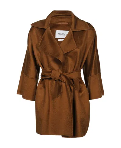 Max Mara Strapped Waist Coat In Brown
