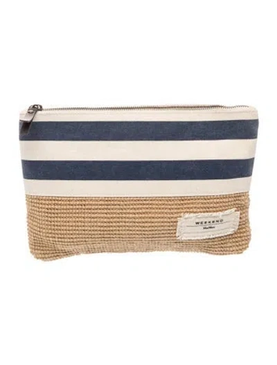 Pre-owned Max Mara Straw Clutch In Neutrals
