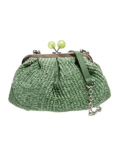 Pre-owned Max Mara Straw Evening Bag W/ Tags In Green