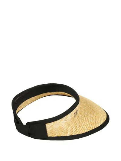 Max Mara Straw Visor Hat In Black