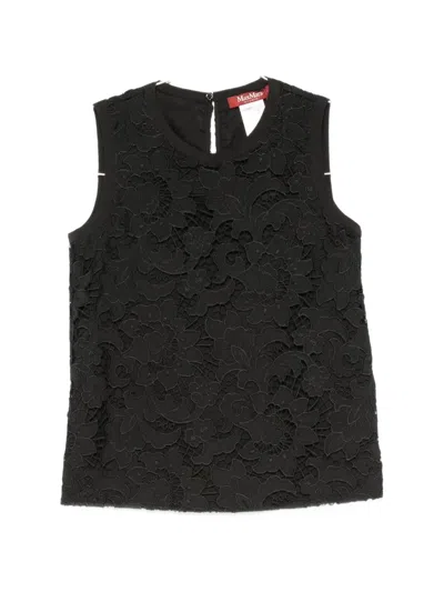 Max Mara Street Floral-lace Sleeveless Blouse In Black