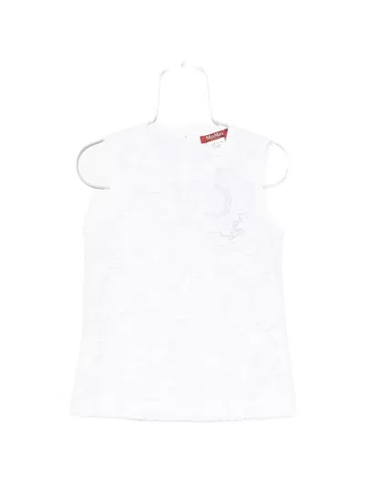 Max Mara Street Floral-lace Sleeveless Blouse In White