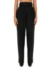 Max Mara Street Pleated Cotton Twill Tapered Pants In Black
