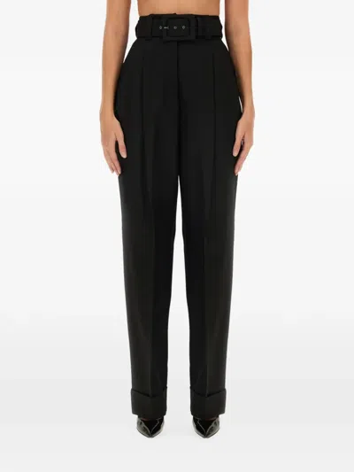 Max Mara Urban Piano Trousers Belted Waist In Black