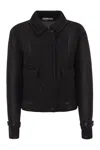 Max Mara Boxy Jacket In Technical Mesh In Black