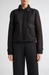 Max Mara Boxy Jacket In Technical Mesh In Black