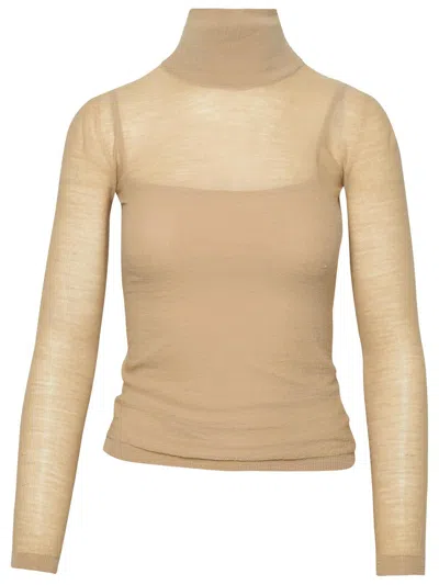 Max Mara 'stresa' Beige Virgin Wool Sweater In Brown