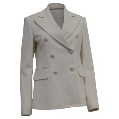 Max Mara Stresa Double-breasted Blazer In White Wool In Gray