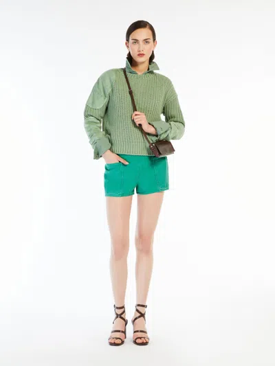Max Mara Stretch Canvas Fitted Shirt In Green