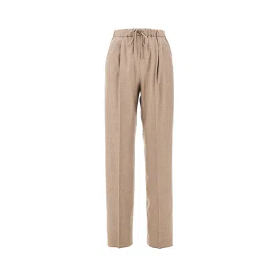 Max Mara Stretch Cashmere Tailored Pants In Brown