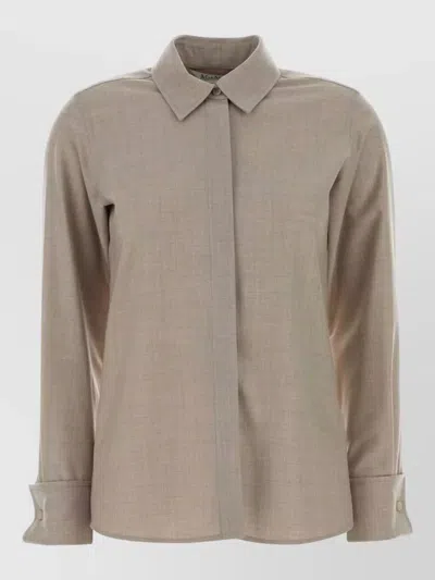 Max Mara Stretch Cashmere Tebaide Shirt Button Cuffs In Brown