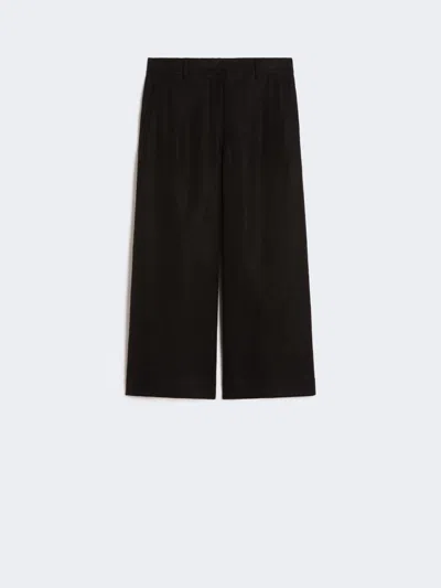 Max Mara Stretch Cotton And Linen Trousers In Black