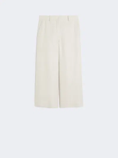 Max Mara Stretch Cotton And Linen Trousers In Neutral