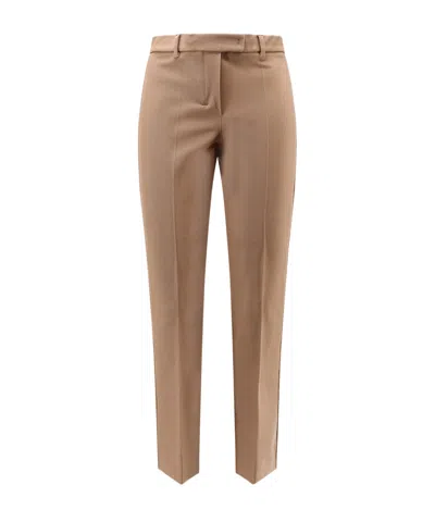 Max Mara Stretch Cotton Blend Trousers In Brown
