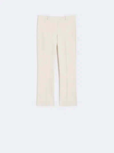 Max Mara Stretch Cotton-blend Trousers In White
