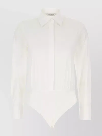 MAX MARA STRETCH COTTON BODYSUIT COLLARED NECK