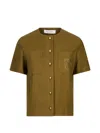 Max Mara Stretch Cotton Zanzara Blouse Short Sleeve In Multi