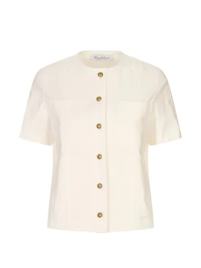 Max Mara Stretch Cotton Canvas Jacket In Neutral