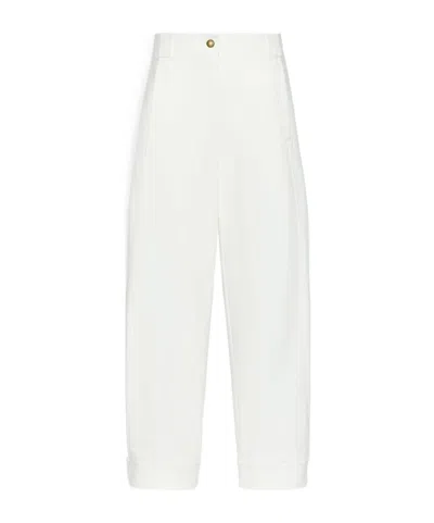 Max Mara Stretch Cotton Canvas Trousers In White