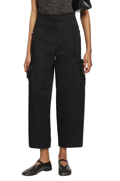 Max Mara Stretch Cotton Cargo Trousers In Black