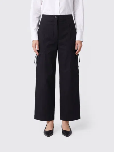 Max Mara Stretch Cotton Cargo Trousers In Black