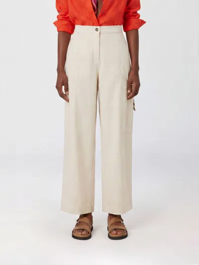 Max Mara Stretch Cotton Cargo Trousers In White