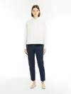 Max Mara Stretch Cotton Cigarette Trousers In Navy