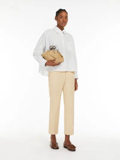 Max Mara Stretch Cotton Cigarette Trousers In Neutral