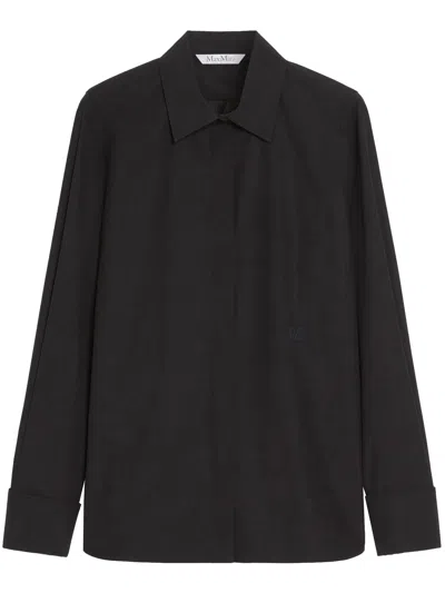 Max Mara Stretch Cotton Crepe Shirt In Black