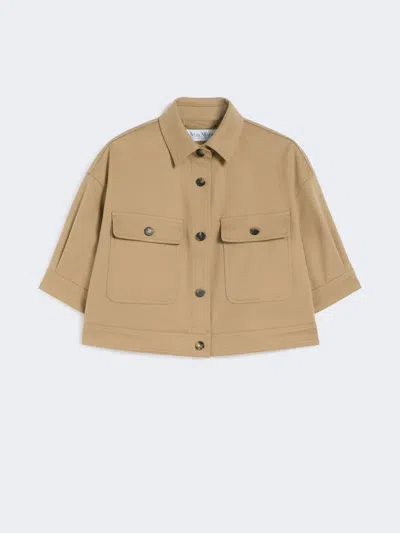 Max Mara Stretch Cotton Cropped Jacket In Brown