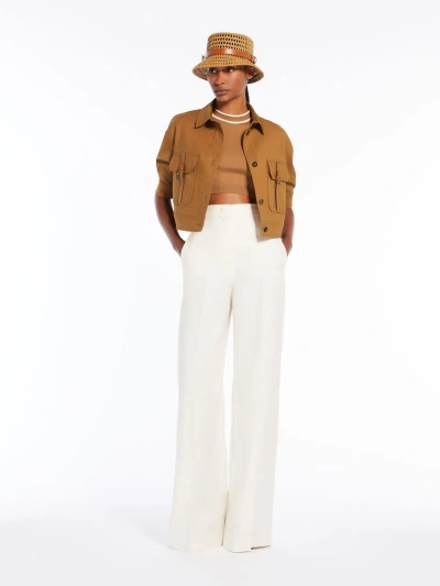Max Mara Stretch Cotton Cropped Jacket In Brown
