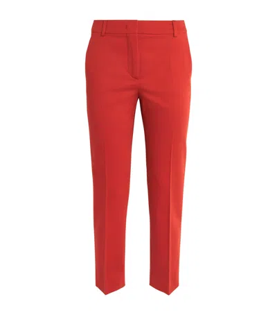 Max Mara Stretch-cotton Cropped Trousers In Red