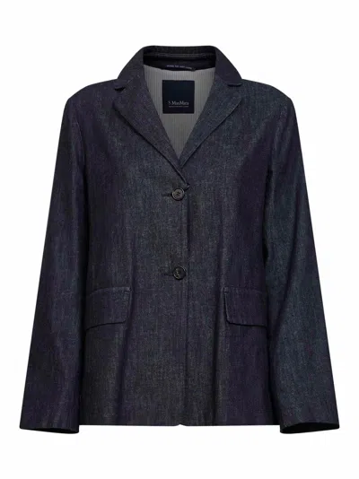 Max Mara Stretch Cotton Denim Jacket In Blue