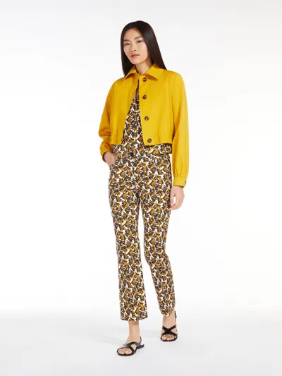 Max Mara Stretch Cotton Drill Gilet In Yellow