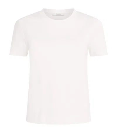 Max Mara Stretch-cotton Embroidered T-shirt In White