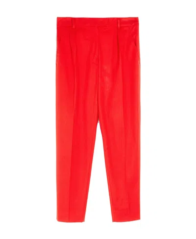 Max Mara Stretch Cotton Gabardine Pipe Pants In Red
