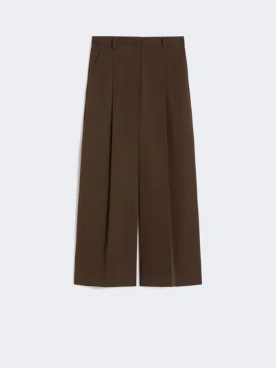 Max Mara Stretch Cotton Gabardine Trousers In Brown