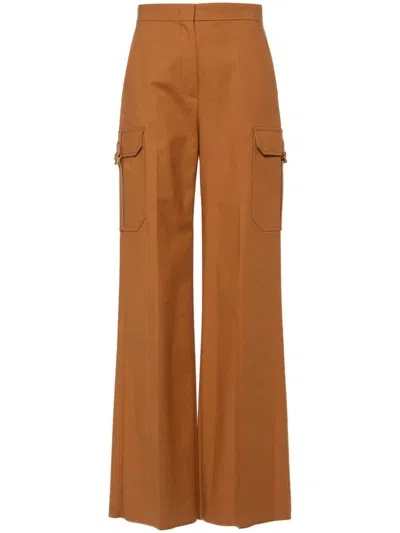 Max Mara Stretch Cotton Pants In Brown