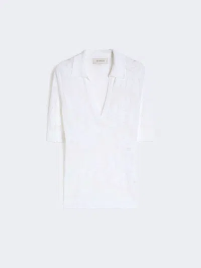 Max Mara Stretch Cotton Polo Shirt In White