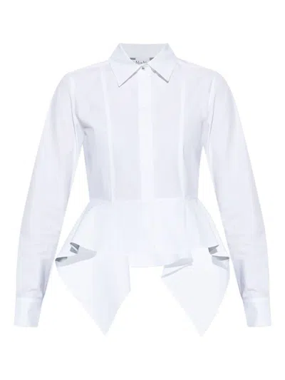 Max Mara Stretch Cotton Poplin Shirt In White
