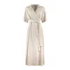 Max Mara Stretch Cotton Poplin Wrap Dress In Neutral