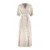 Max Mara Stretch Cotton Poplin Wrap Dress In Neutral