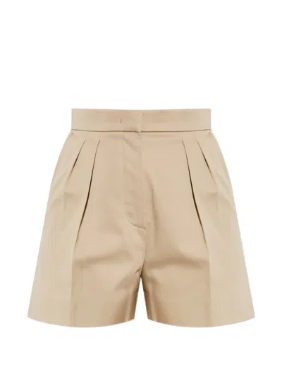 Max Mara Stretch Cotton Satin Shorts In Brown