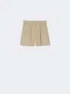 Max Mara Khaki Green Stretch Cotton Satin Mxmtabacco Shorts In Nude