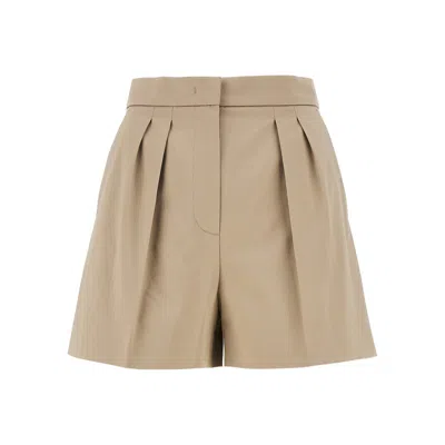 Max Mara Stretch Cotton Satin Shorts In Nude