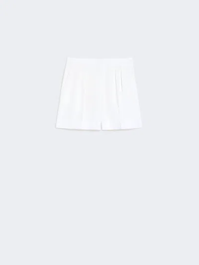Max Mara Stretch Cotton Satin Shorts In White