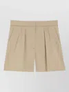 Max Mara Khaki Green Stretch Cotton Satin Mxmtabacco Shorts In Brown