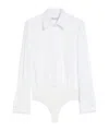 Max Mara Angora1234 Bodysuit Collared Shirt With Long Sleeves In White