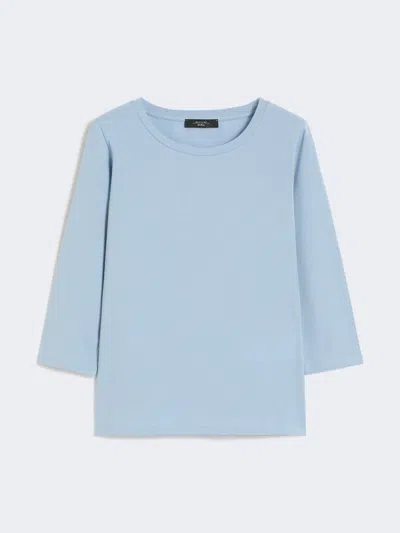 Max Mara Stretch Cotton T-shirt In Blue